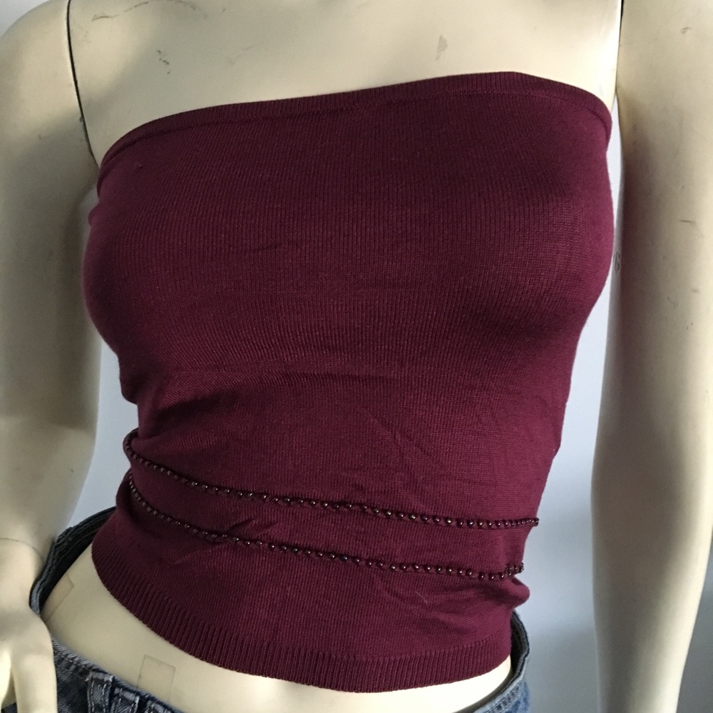 Nicole Miller Beaded tube top tank top